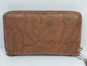 Rustic Couture Studded Turquoise Cross Embossed Western Wallet Clutch thumbnail 3