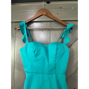 Snow Rose Teal Ruffle Mini Dress Lace Up Back Size 0 Coquette‎ Mermaidcore thumbnail 4