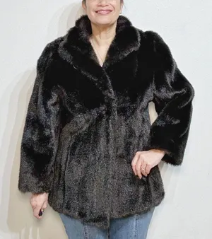 Black Faux Fur Vintage Jacket Sz M thumbnail 1