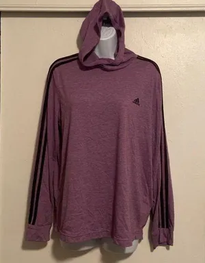 Adidas Purple Climalite Hooded Long Sleeve Shirt thumbnail 1