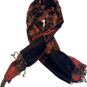 Pashmina Unbranded Viscose Wool & Cotton Blend Scarf Shawl,Paisley, Multicolored Scarf thumbnail 1