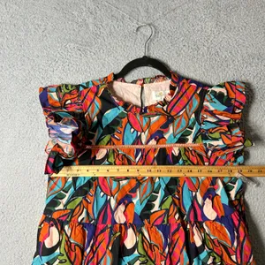 Palms Away Dress Womens‎ S Multicolor Short Sleeve Cotton Mini Summer Vacation thumbnail 9