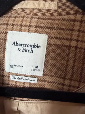 Abercrombie & Fitch The A&F Dad Coat Mixed Plaid Jacket Camel Tan Size Medium thumbnail 5