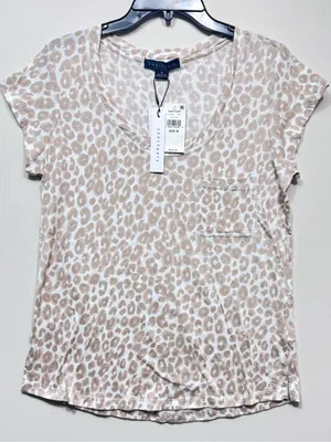 Sanctuary Women's Bale Traveler Leopard Print Scoop Neck Pullover T-Shirt. nwt thumbnail 1