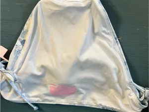 Victoria's Secret Light Blue and White Floral Bikini Bottoms Low Rise NWT Large thumbnail 11