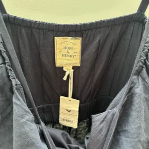 Hope & Henry Navy Blue Cotton and Linen Blend Faux Top Jumpsuit thumbnail 7