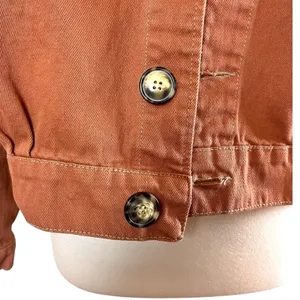 Free People Denim Jean Jacket Button Front Terracotta Orange Women’s Size Medium thumbnail 10