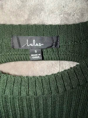 Lulus Dark Green Ribbed Knit Long Sleeve Open Back Bodycon Mini Sweater Dress thumbnail 4