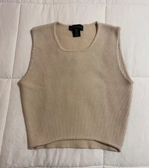 Ribbed Nude Tank Top Tan Size M thumbnail 1