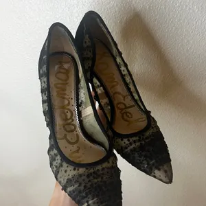 Sam Edelman hazel black Velvet Dot Tulle Stilleto Pumps Heels WOMENS 10 thumbnail 3