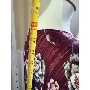 Rachel Rachel Roy Floral Metallic‎ Pleated Caron Wrap Midi Dress 24W Burgundy thumbnail 6