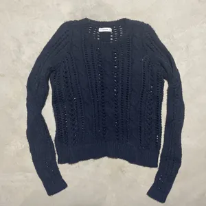 Y2K Babydoll Abercrombie Fitch Women's SZ L Navy Sweater Indie Sleaze Knit VTG thumbnail 1