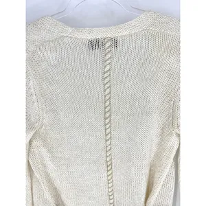 The Limited Cream Linen Metallic Open Front Cardigan Macrame‎ Fringe Belt XS thumbnail 6
