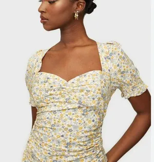 Bardot Dress Cindy Sweetheart Neck Yellow Floral XS 4 thumbnail 1