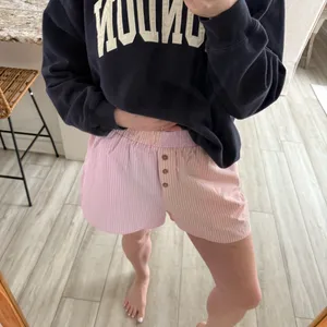 Pink Lily Boxer Shorts L two toned Stripe Lounge Pajama Shorts Elastic Waist thumbnail 3