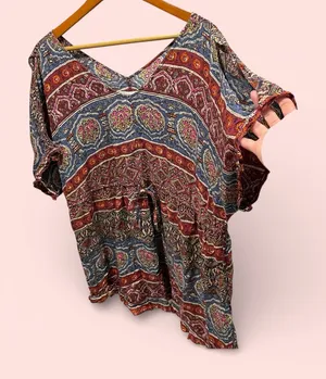 Cute Abercrombie & Fitch boho oversized tie waist tunic top beach pool coastal thumbnail 2