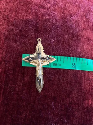 Vintage Crucifix Pendant (No Chain Included) in Brass Tone thumbnail 4