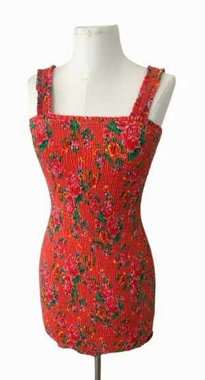 Rhode Jasmine Floral Smocked Mini Dress Floral Coquette Boho Romantic Size S thumbnail 1