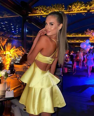 Zara dress mini cut out ruffle yellow blogger wedding evening summer party thumbnail 4