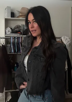 Crop Jean Jacket Black Size L thumbnail 2