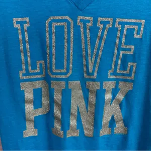 Vintage PINK Victoria's Secret Turquoise Tee with Gold Lettering thumbnail 2