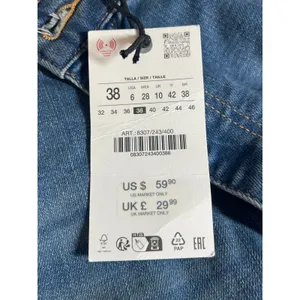 NEW Zara Blue High Rise Cropped Baggy Trouser Wide Leg Denim Jeans Pants Size 6 thumbnail 3