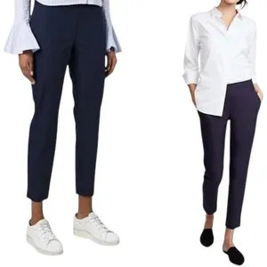 Theory Women’s Size 8 Navy Blue Thaniel Approach Cotton Stretch Trousers Pants thumbnail 3