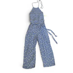 NWT American Eagle Bella Smocked Jumpsuit Sz XL Blue Floral Cottagecore thumbnail 4