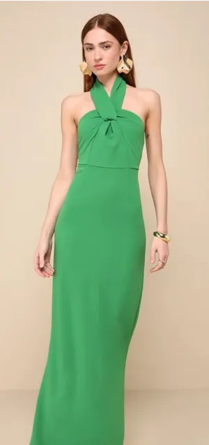 Lulus Mesmerizing Perfection Green Halter Neck Backless Maxi Dress Size XS thumbnail 1
