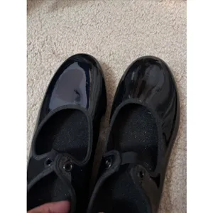 Capezio Tap Dance Shoes Sz 6 Black Patent Sleek Dancing Ballet Jazz Minimalist thumbnail 4