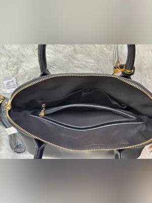 bebe Fabiola Stamped Lizard Dome Satchel Black Cream Logo One Size thumbnail 5