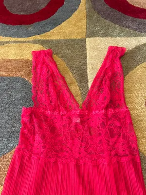 Victoria’s Secret Red Lace Nightgown Dress Slip Lingerie Drees Sheer Size Medium thumbnail 2