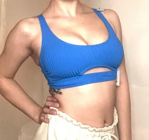 Time & Tru NWT Cage Back Bikini Top - Royal Blue - S thumbnail 1