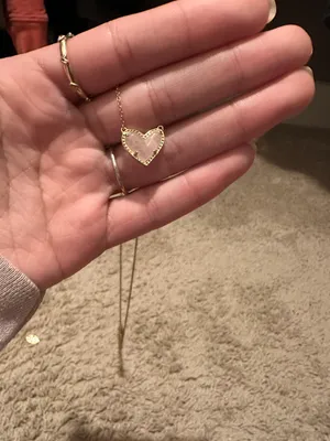 Kendra Scott Ari Heart Gold Pendant Necklace in Rose Quartz thumbnail 2