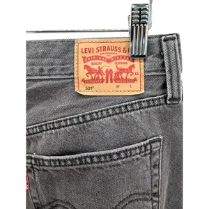 Levis 501 Original Fit Grey Straight Leg Raw Hem Jeans Womens Grunge Streetwear thumbnail 4
