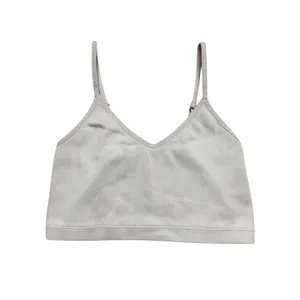 Abercrombie & Fitch Ribbed V-Neck Bralette Off-White Small thumbnail 4
