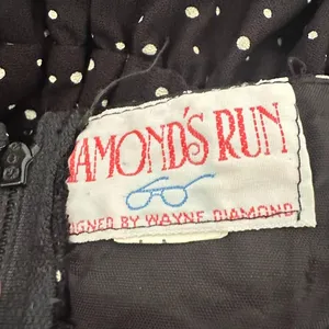Vtg Diamonds Run Jumpsuit Black Polka Dot Strapless‎ Sweetheart Harem Retro XS thumbnail 8