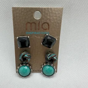 Mia Inspirations Lot of 3 - Turquoise Colored Black Western Stud Earrings New thumbnail 4