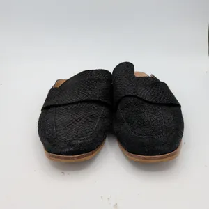 Free People At Ease Black Leather Snakeskin‎ Embossed Loafer Mules EU 37 Womens thumbnail 3