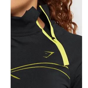 Gymshark Apex Seamless 1/4 Zip Black Yellow Long Sleeve Athletic Top Women's M thumbnail 2