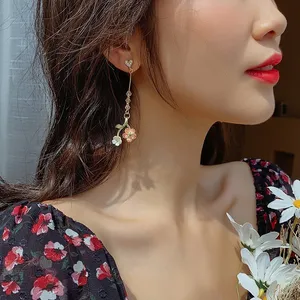 Flower Dangle Drop Earrings for Women Gold thumbnail 4