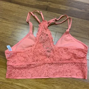 Aerie Lace Bralette Womens Size Medium Pink‎ Racerback Lined Floral Comfortable thumbnail 2