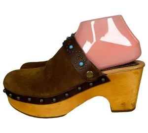 Dingo Woodstock DI 149 Brown Suede Turquoise Western Wooden Clogs Women's 8.5 thumbnail 6
