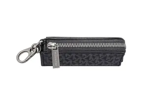 Michael Kors Black MK Signature Zip Card Holder Keychain Wallet thumbnail 8