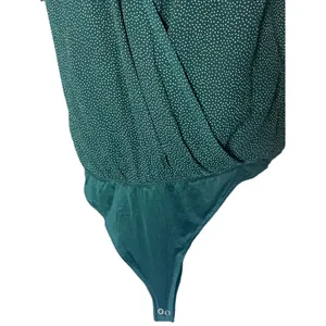 Abercrombie & Fitch Women's M Plunge Neck Wrap Bodysuit Emerald Green Polka‎ Dot thumbnail 4