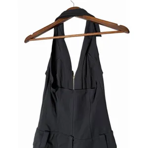Halara Women's XS Black Halter Neck Sleeveless Mini Dress Zip Front Pockets thumbnail 8