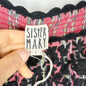 Sister Mary Sierra Dress Size Large Cotton Stripe Embroidered Smocked Boho Red thumbnail 8