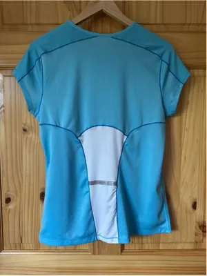New Balance Fitted Turquoise Cap Sleeve Athletic Tee size large thumbnail 10