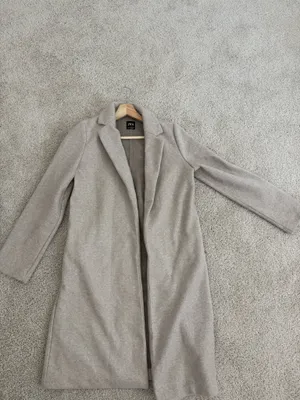 Zara Beige Open-Front Wool-Blend Coat thumbnail 3