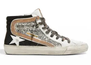 Golden Goose Slide Mid Top Mids Slides Glitter Leather Sneakers NIB thumbnail 1